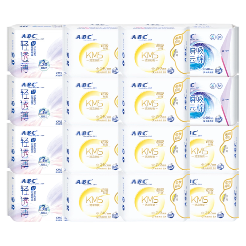 ABC卫生巾棉柔日夜组合151片