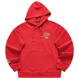 FILA FUSION斐乐潮牌龙年新年款连帽红色卫衣男2024春季新款上衣