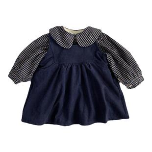 淘气小妞女宝宝衣服秋冬款套装新款韩版女童加绒衬衫背心裙两件套