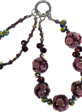 轻奢小众玫瑰手机挂链女士