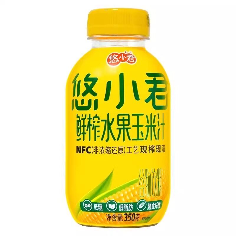 悠小君鲜榨水果玉米汁350g*6瓶低糖低脂0添加NFC玉米汁果蔬汁饮料