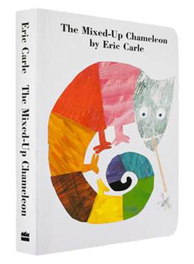 送音频进口英语原版绘本启蒙Eric Carle The Mixed-Up Chameleon Board Book拼拼凑凑的变色龙廖彩杏书单纸板书儿童故事图画书