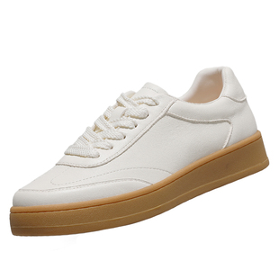 德赛透气小白鞋女款2025秋冬新款厚底百搭板鞋软底增高轻便德训鞋