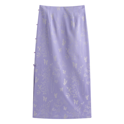 开叉半身裙固执长裙新中式直筒