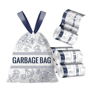 利得免撕印花抽绳垃圾袋加厚厨房家用馥郁花45*50cm*100只双面2丝