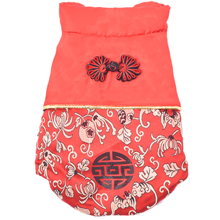 狗狗衣服冬装小型犬比熊过年喜庆衣服法斗柯基泰迪秋冬款两脚棉衣