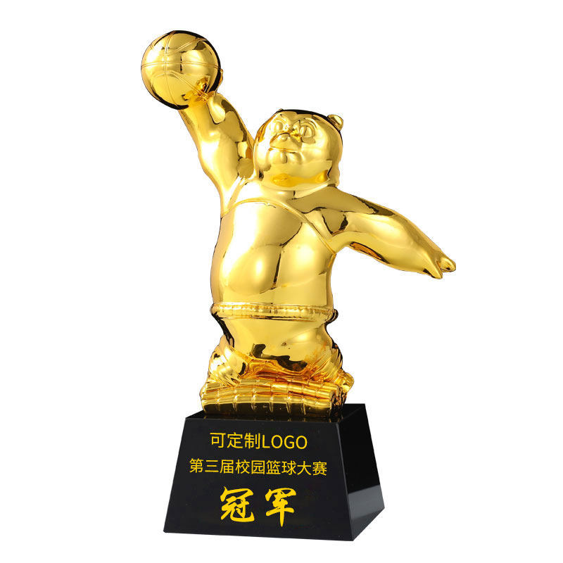 篮球水晶奖杯功夫熊猫可爱摆件