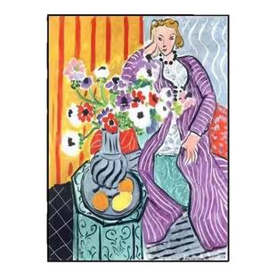 欧式马蒂斯野兽派客餐厅背景墙背胶油画布打印定做自粘贴海报画芯