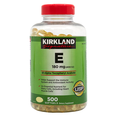 美国直邮Kirkland柯克兰维生素e油精华软胶囊女士涂500粒进口成人