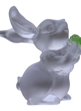 琉璃生肖兔子玉兔送财摆件