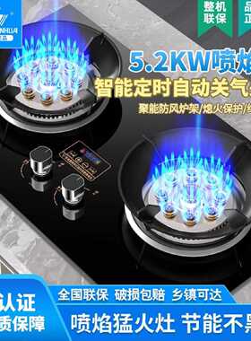 申花燃气灶双灶家用猛火煤气灶液化气灶天然气台嵌两用灶一级能效