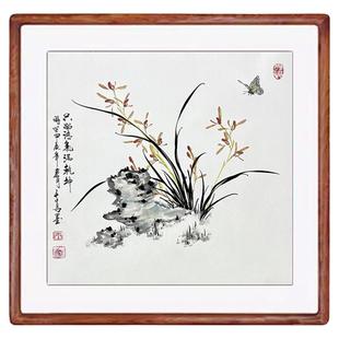 国画兰花纯手绘真迹客厅书房办公室兰花挂画装饰画木框卷轴水墨画