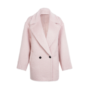 LYNEE【泰迪】黑标系列 绵羊毛轻盈圈圈毛翻领大衣/苏力翻领大衣