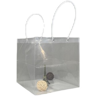 ins透明鲜花礼品手提袋伴手礼袋蛋糕甜品方形摆摊花束花袋情人节