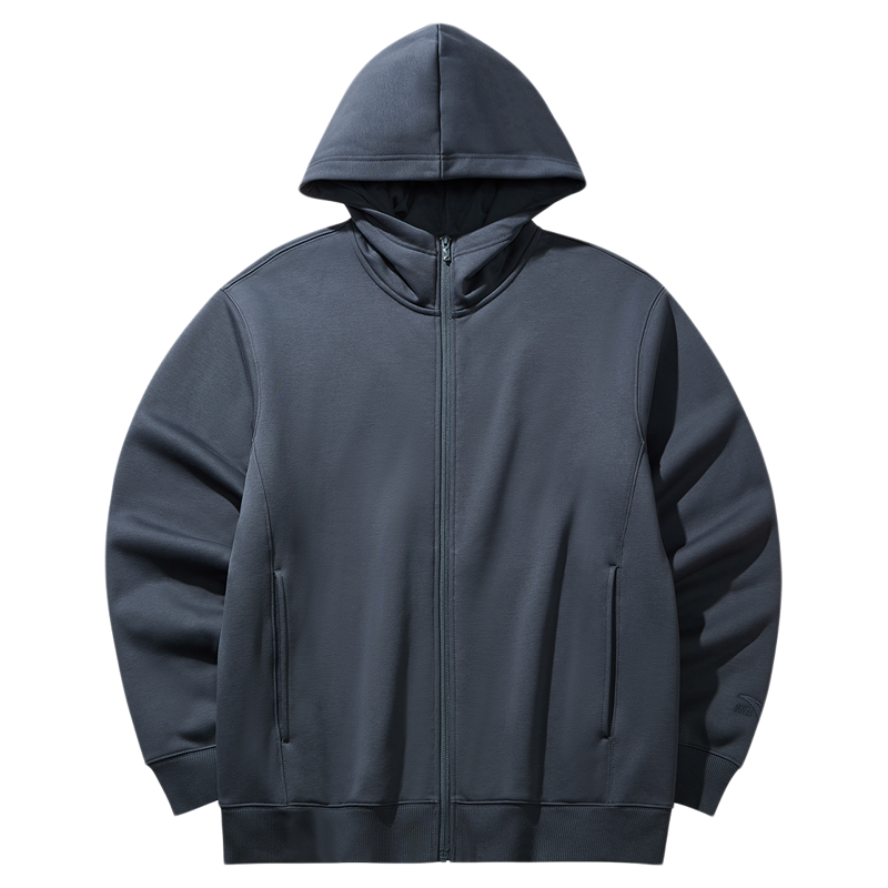 超级安踏男子加绒连帽外套秋冬保暖卫衣简约运动上衣152548716U