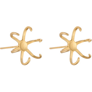 不规则随形百搭耳钉配件18K金色珍珠手工自制耳环diy配件翡翠空托