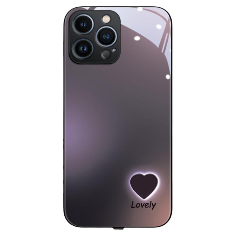 情侣爱心适用于苹果iPhone16promax手机壳苹果15发光14ProMax暗紫色13简约12高级感X潮XR防摔女8