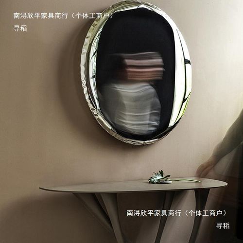 不锈钢圆型化妆镜梳妆台壁挂浴室镜子酒店房走廊墙面艺术装饰