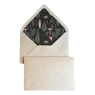 现货原创棉麻麻布质感纸质自然草木森系内衬图案礼物卡片信封封套