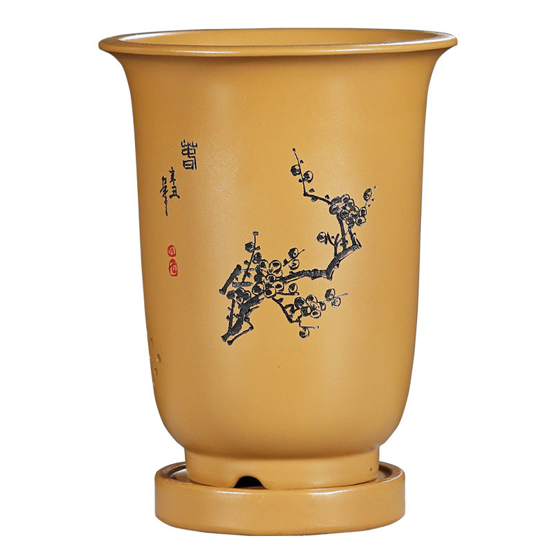 紫砂简约中国风金钟花盆