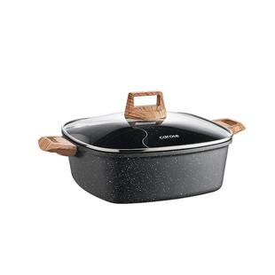 卡罗特鸳鸯锅家用火锅锅麦饭石不粘锅电磁炉专用大号火锅盆一体锅