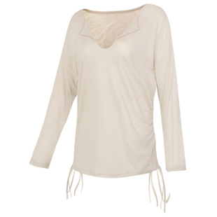 岚纹普拉提宽松训练跑步长袖运动罩衫女速干遮肉瑜伽服健身上衣新