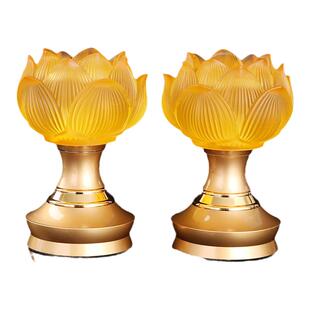 莲花灯佛供灯一对插电家用供佛led长明灯琉璃七彩佛堂灯观音佛前