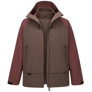 骆驼男装户外冲锋衣男女三合一防风防水夹克登山服外套男