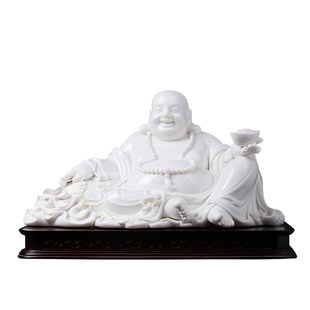 东方泥土《笑口常开》林小彩省级大师作品弥勒佛德化白瓷客厅摆件