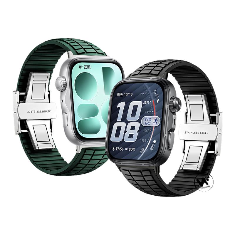 适用华为watchfit5手表带fit5pro手环蝴蝶扣手雷硅胶腕表带fit4运动fit4pro智能fit3男士夏季女生配件
