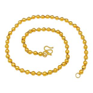 新款沙金项链女铜镀金仿金花朵四叶草项坠黄金色银杏叶锁骨链首饰