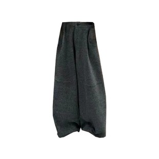 深灰色毛呢阔腿裤子女2026新款冬加厚大码胖mm显瘦休闲梨形报恩裤