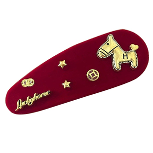 新年红色小马发夹子女新款高级感前额刘海夹后脑勺一字夹发卡头饰