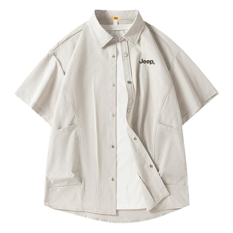 Jeep吉普衬衫男夏季工装衬衣外套