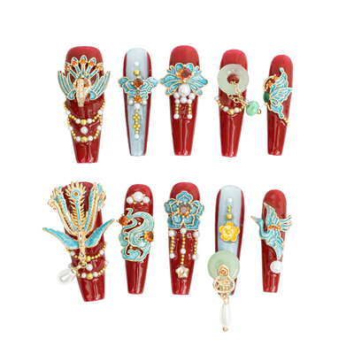 婚甲新中式国潮结婚新娘穿戴甲