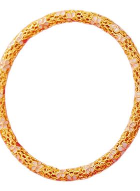 S925纯银镀金桃花源手镯