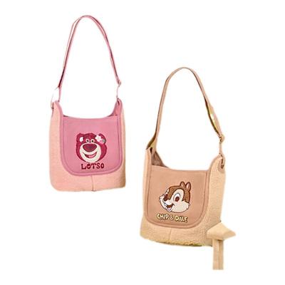 迪士尼正版potdemiel蜂蜜罐草莓熊奇奇单肩包毛绒送礼物通勤可调