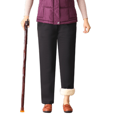 老人加绒裤子女棉裤一体绒