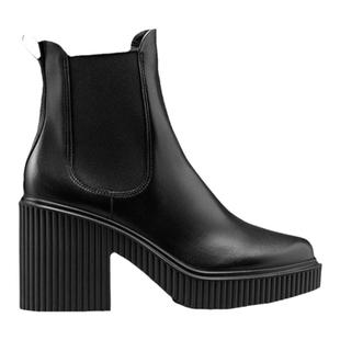 ECCO爱步靴子女 高跟粗跟短靴厚底牛皮切尔西靴皮靴 浮雕223013