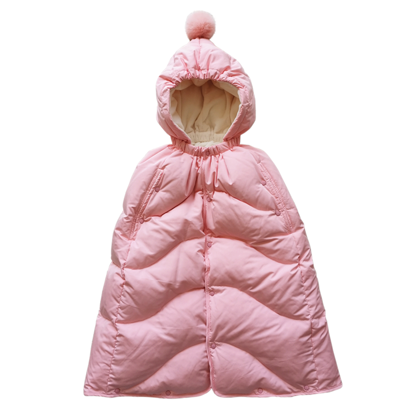 婴幼儿宝宝外出羽绒服保暖披风连体衣幼童抱被斗篷加厚新款可伸手