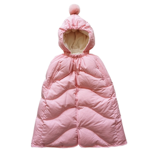 婴幼儿宝宝外出羽绒服保暖披风连体衣幼童抱被斗篷加厚新款可伸手