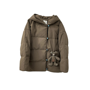 CICICOCO猫头鹰小熊羽绒服2025冬欧洲站欧货90白鹅绒连帽加厚外套