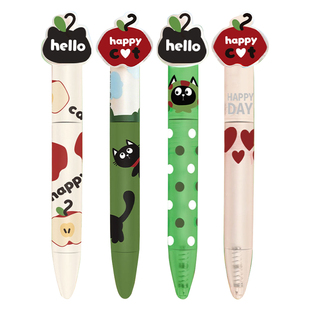 柯林快乐猫中性笔可爱卡通高颜值磁吸水笔速干顺滑大容量0.5初中小学生书写刷题专用黑笔创意办公碳素签字笔