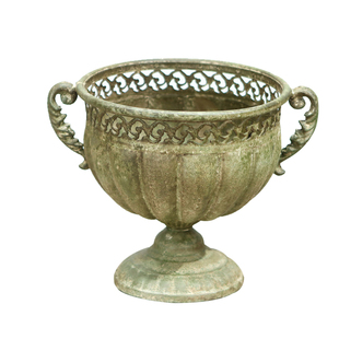 欧式法式复古做旧铁艺奖杯花盆花园装饰高脚花器摆件园艺桌面杂货