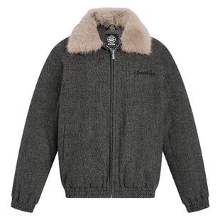 404MOB绵羊毛51%可拆卸毛领外套秋冬保暖毛呢翻领短款情侣夹克男