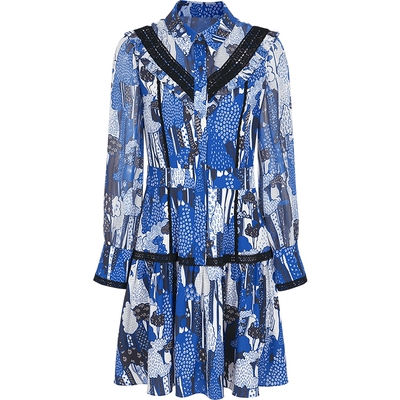 BORAAKSU衬衫领印花连衣裙