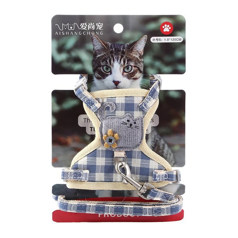 宠物猫咪牵引绳外出可用溜式猫栓挣脱绳子胸防链子背心兴趣猫背带