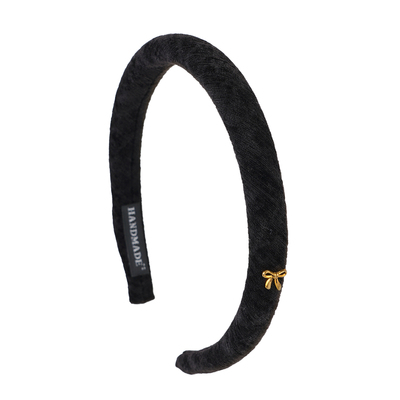 秋冬新款丝绒金标蝴蝶结发箍