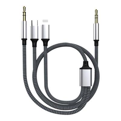 三合一音频转接线适用苹果type-c