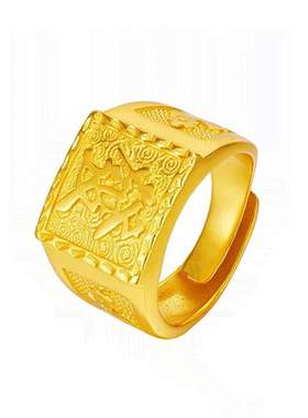 新款24K黄金戒指男款仿金包银